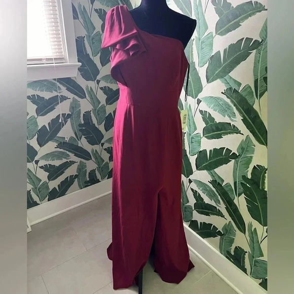 After Six Women’s Burgundy Oxblood One Shoulder Formal Gown Prom 14 NWT - Picture 2 of 9